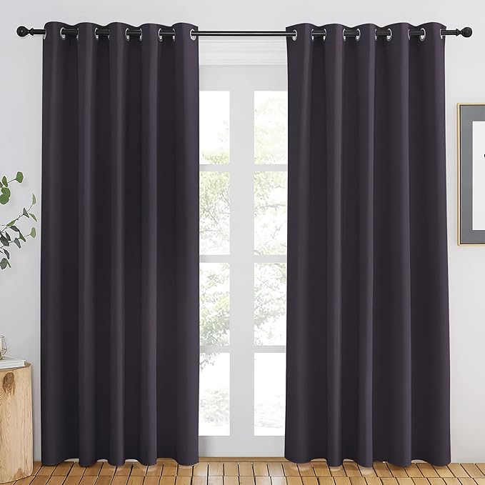 NICETOWN Greyish Purple Blackout Curtains 84 inch Length, Grommet Top Room