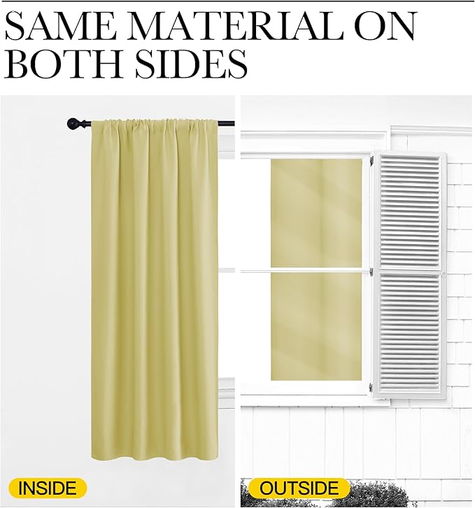 NICETOWN Living Room Curtains, Paler Yellow, 1 Pair, 70 x 84-inch, Home