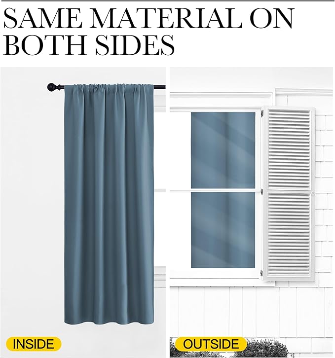 NICETOWN Blackout Curtains for Living Curtains, Smoky Blue, 2 Panels, 52 by 95