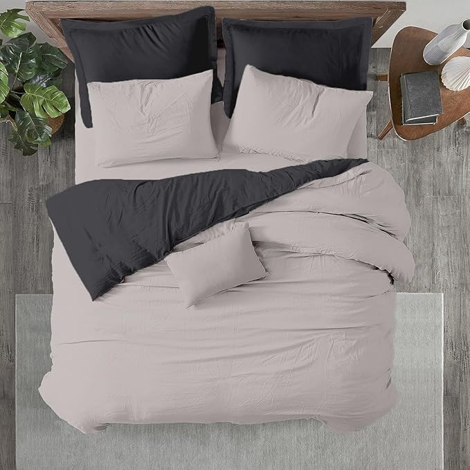 Kotton Culture 120"x120" 1 Pc Super King Plus/Super Oversize King Duvet Cover Only 100% Egyptian Cotton -600 TC Comforter Cover Zipper Closure & Corner Ties Fits Only Extra Large Inserts -Blended Grey