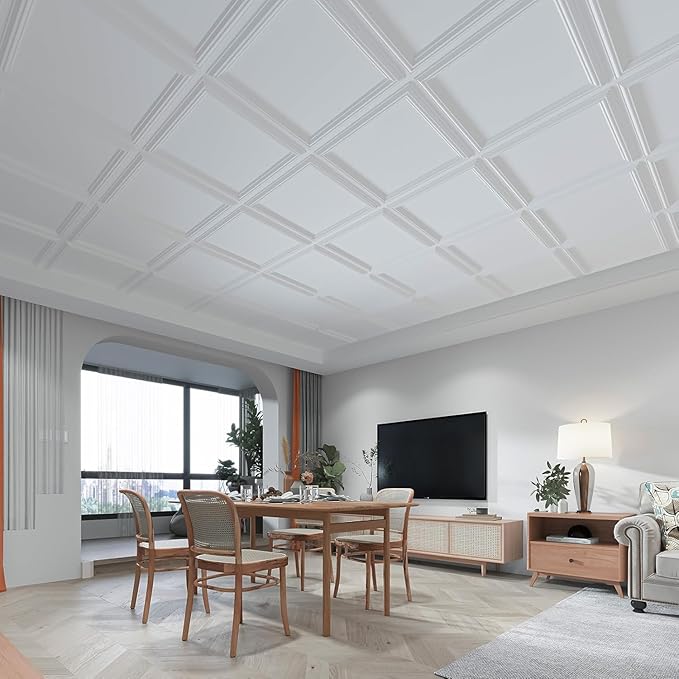 Art3d 12-Pack Drop Relief Ceiling Tiles