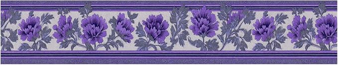 Purple Floral Wallpaper Border 196x4 Inch Peel and Stick Wall Border Self