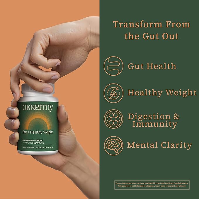 Akkermansia Probiotic for Appetite & Craving Control | Increases GLP-1 & Boosts Healthy Weight | 180 Day Supply | Made in USA | Bacillus Coagulans, B2, D3 & Chromium |SIBO Friendly, Vegan, Gluten Free