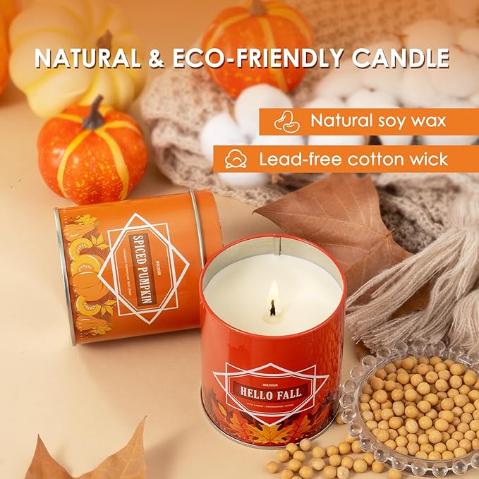 Fall Scented Candle – Cinnamon Clove Soy Candle 9oz, 50 Hour Burn, Non-Toxic Autumn Decor, Holiday Gift for Women & Men