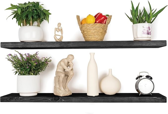BGMG Wood Floating Shelves for Wall 54 inch Set of 2, Solid Wood Wall Mount