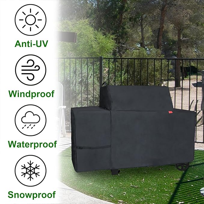 Grill Cover Fits Traeger Grills Woodridge Pro Electric Wood Pellet Grill and Smoker TFB97JLH,Outdoor Full-Length Heavy Duty Waterproof 600D Cover Compared to Traeger BAC776