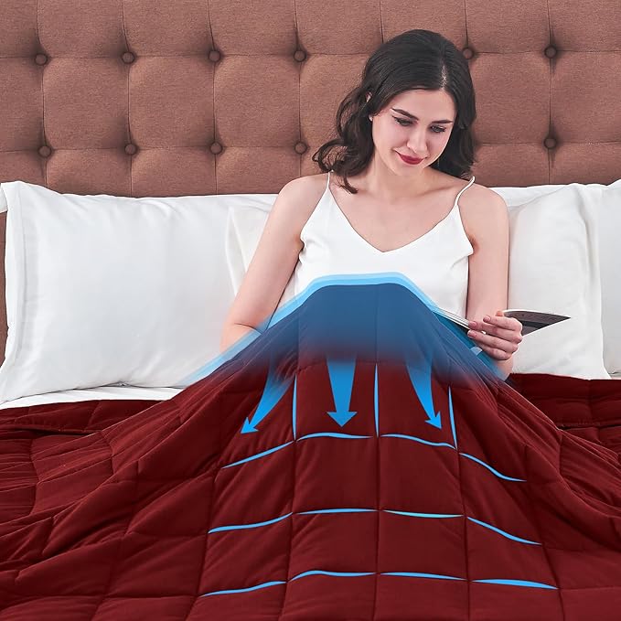 King Size Weighted Blanket for Adults (25 lbs, 80” x 87”, Red) Cooling Heavy Blanket for Sleeping Perfect for 240-260 lbs, Breathable Blanket for Adults & Couple All Season, Machine Washable