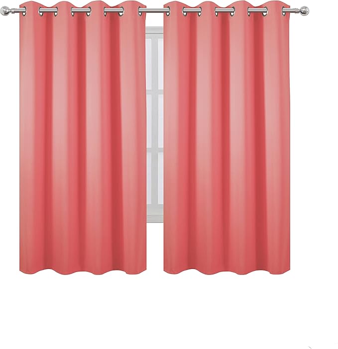 LEMOMO Coral Blackout Curtains 66 x 63 Inch Length/Set of 2 Curtain