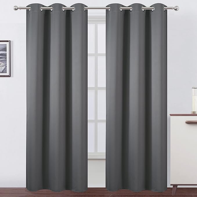 LEMOMO Grey Thermal Blackout Curtains/38 x 84 Inch/Set of 2 Panels Room