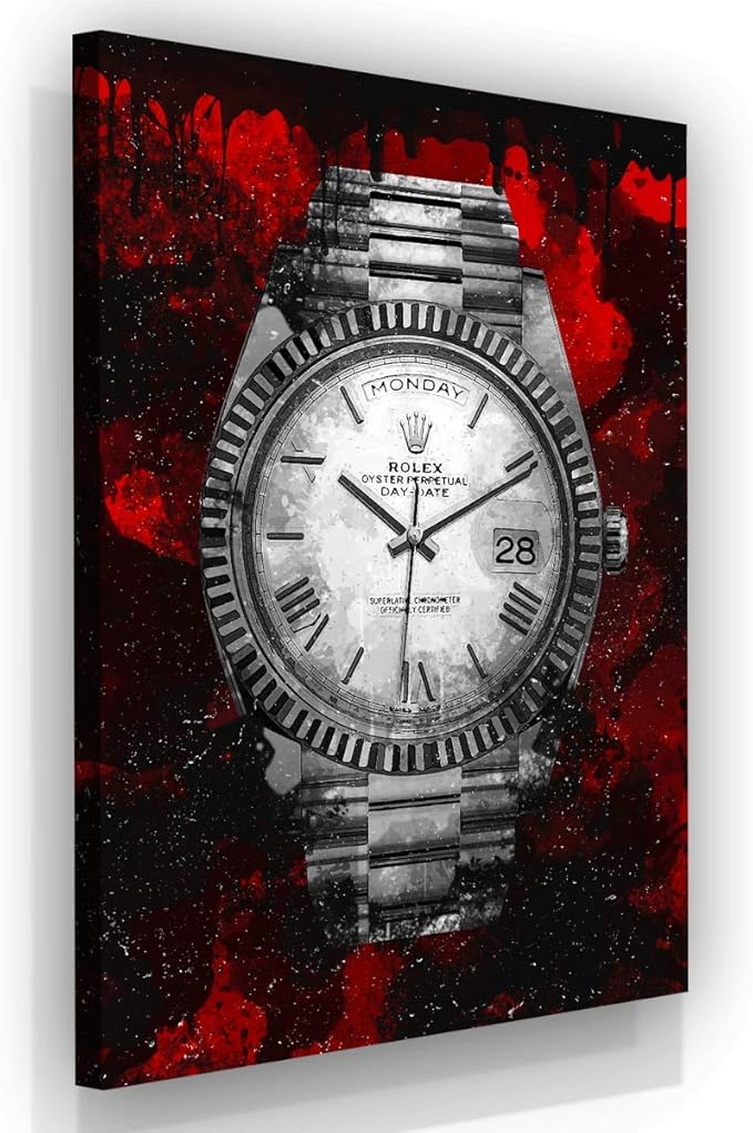 Luxury Watch Canvas Print Office Wall Decor Modern Art Pop Culture Decoration Inspiration Clock Timer Prints Framed Arts Walls Furniture (8 x 8 in)