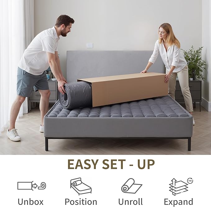 Twin Mattress, 10 Inch Twin Size Mattress in a Box, Hybrid Gel Memory Foam Individual Pocket Springs Matress, Breathable and Fiberglass, Medium Firm Feel, Strong Edge Support, Compact Box Delivery