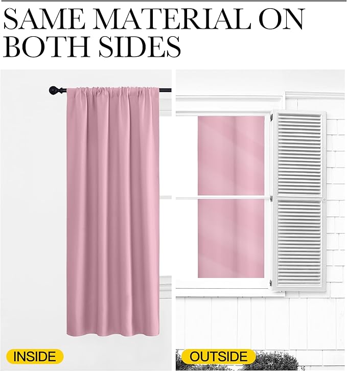 NICETOWN Blackout Curtains Window Draperies, Rouge Pink, 70 by 95 inches Long