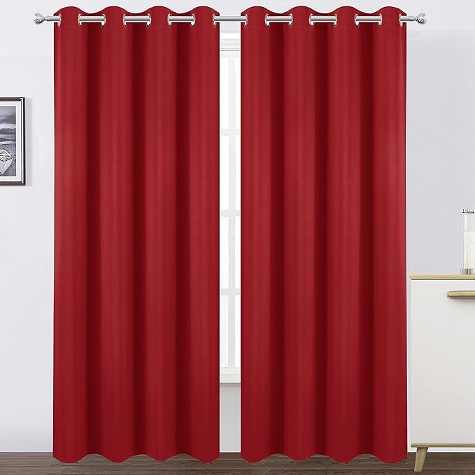 LEMOMO Blackout Curtains 66 x 95 inch/Bright Red Curtains Set of 2