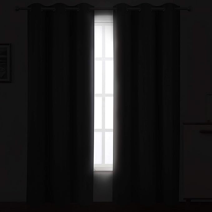 LEMOMO Grey Thermal Blackout Curtains/42 x 84 Inch/Set of 2 Panels Room