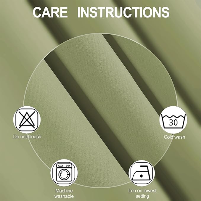 LEMOMO Sage Green Thermal Blackout Curtains/52 x 95 Inch/Set of 2 Panels Room