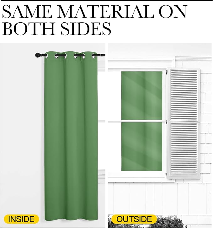 NICETOWN Froest Green Blackout Curtains 48 inches Length