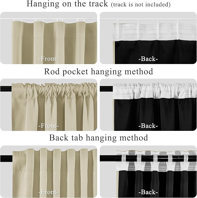 RYB HOME 100% Blackout Curtain for Sliding Glass Doors/Bedroom/Living Room