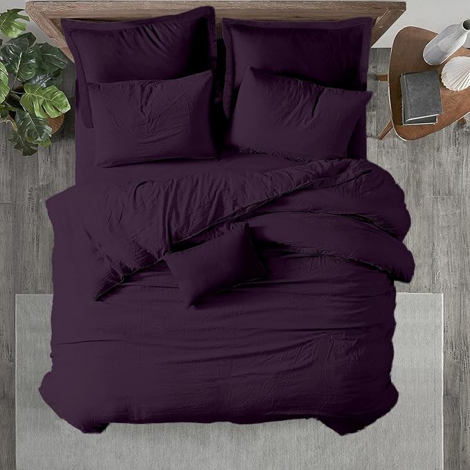 Kotton Culture 1 Pc Twin Size Duvet Cover Only -100% Egyptian Cotton Sateen 600 Thread Count Ultra Soft Premium Durable Comforter Cover Zipper Closure & Corner Ties (Plum, Twin/Twin XL 68" X 90")