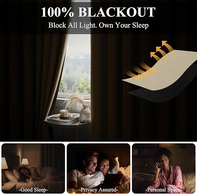RYB HOME Extra Wide Blackout Curtain