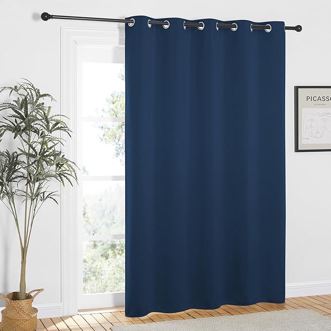 NICETOWN Moroccan Blue Blackout Curtains 84 inch Length, Grommet Top Room