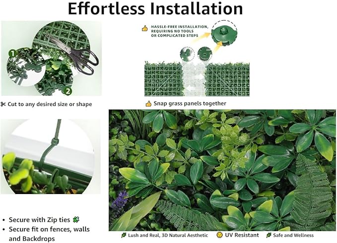 Artificial Boxwood Panel 20"x20" 6 Pieces, Faux Ivy Privacy Fence Screen
