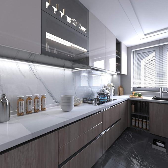 BAYYA White Marble Granite Wallpaper Peel and Stick Countertops Contact Paper