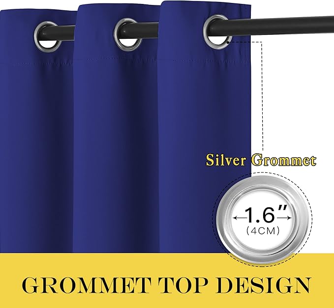 NICETOWN Navy Blue Blackout Curtains 84 inch Length, Grommet Top Room Darkening