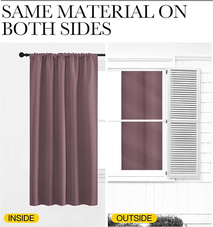 NICETOWN Kitchen Curtains, Dry Rose, Short Blackout Curtains & Drapes, Thermal