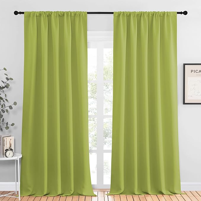 NICETOWN Blackout Curtains for Living Curtains, Fresh Green, 2 Panels, 52 by 95