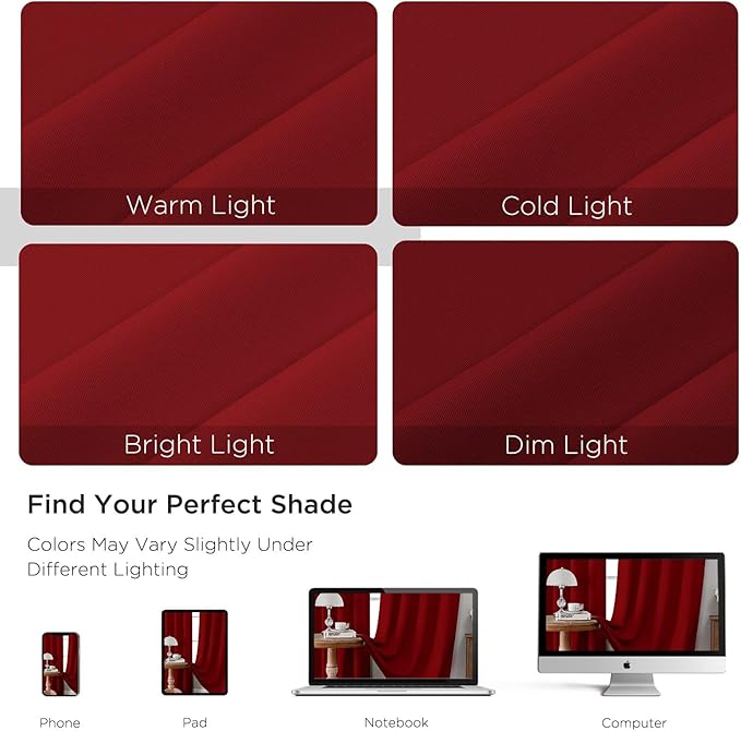 CUCRAF Red Blackout Curtains 54 inch Length 2 Panels Set, Rod Pocket Room
