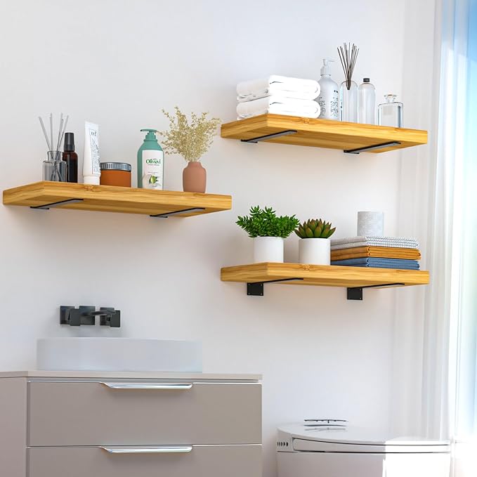16 Pack - 6 inch Black Hidden L Shelf Bracket Iron Floating Shelf Brackets