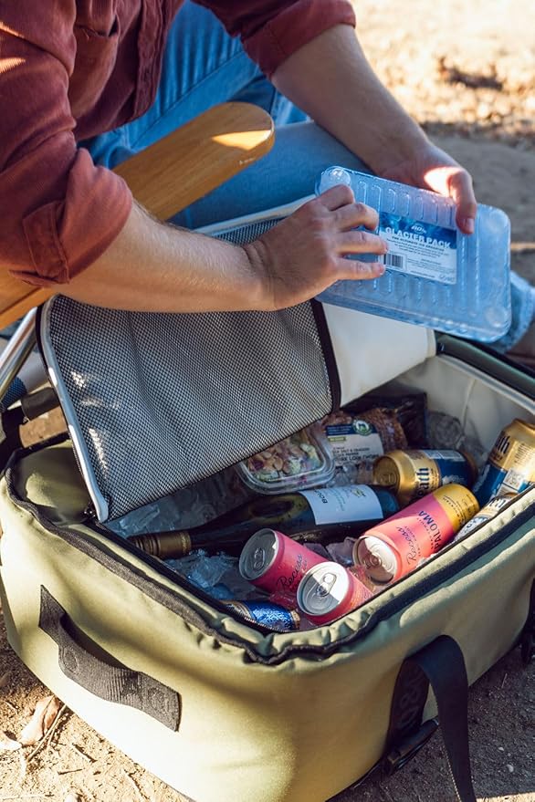 AO Coolers Stow 'n Go Canvas Soft-Sided Cooler, Low Profile and Leak Proof, Insulated for 24-Hour Cold, Hunter Green, 38-Can
