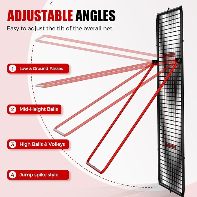 Volleyball Rebounder Net，Portable 7x4 ft Training Equipment for Spike and Smash Practice - 5 Rebound Angles Custom Target Area for Volleyball Sports Training