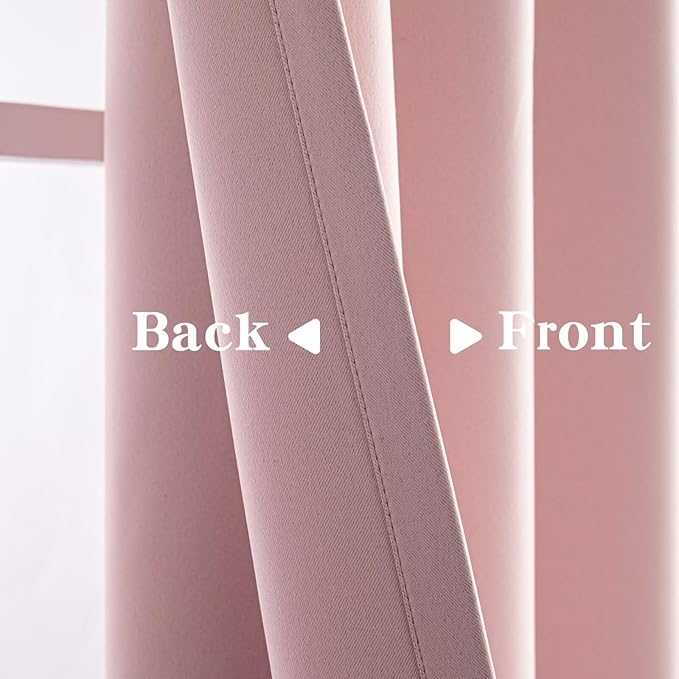IGEMAEVE Blush Pink Curtains 108 Inch Length 2 Panels Set, Light Filtering