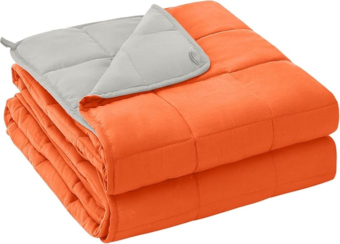 yescool Weighted Blanket for Adults (25 lbs, 88” x 104”, Orange) Cooling Heavy Blanket for Sleeping Perfect for 240-260 lbs, King Size Breathable Blanket with Premium Glass Bead