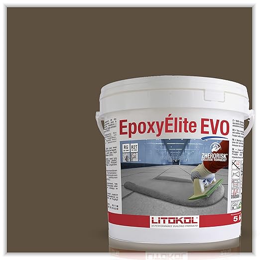 The Tile Doctor EpoxyElite EVO - Litokol Epoxy Grout for Tile, Ideal for Home Office Decor & Bathroom Tile, Brown 4-5 kg - 11 lb
