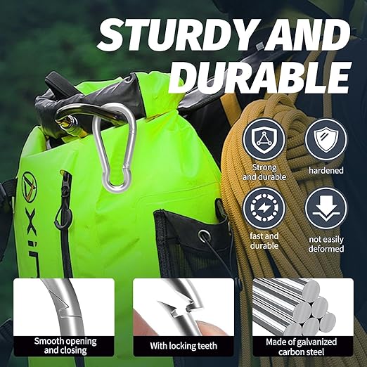 50PCS M5 Spring Snap Hook Carabiner, Heavy Duty Galvanized Steel Carabiner Clip, 200LBS Holding Capacity Spring Clips for Hammock Swing Outdoor Travel