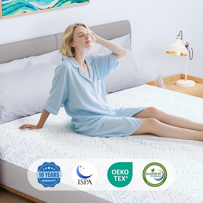Full Size Memory Foam Mattress, 10 Inch Cooling Gel Bed in a Box, Foam Mattress with Removable Cover No Fiberglass, Support Cool Night Sleep & Pressure Relief, Made in USA, White(75"*54"*10")