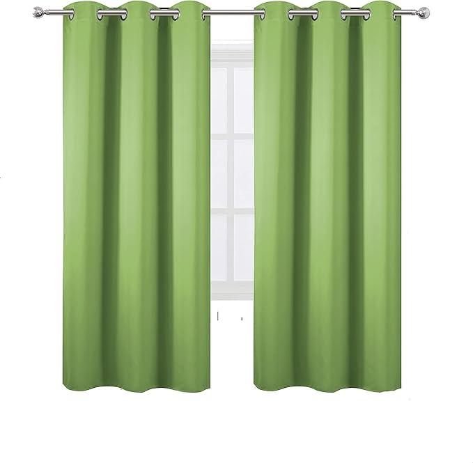 LEMOMO Light Green Thermal Blackout Curtains/42 x 72 Inch/Set of 2 Panels Room