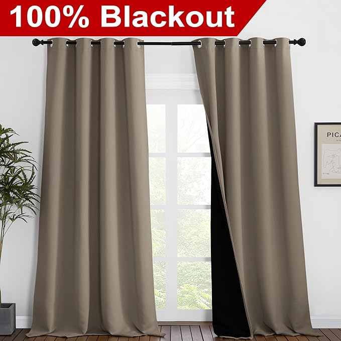 NICETOWN 100% Blackout Blinds, 52 inches x 120 inches, Laundry Room Decor