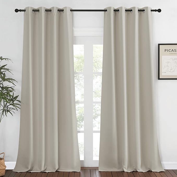 NICETOWN Blackout Curtain for Living Room, Thermal Insulated Solid Grommet