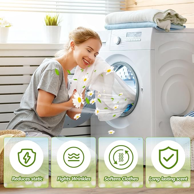 600 Count Dryer Sheets Bulk Fabric Softener Fresh Scent Dryer Sheets Naturally Softens and Removes Static Cling, Ideal for Large Households, Sensitive Skin(Summer Fresh)