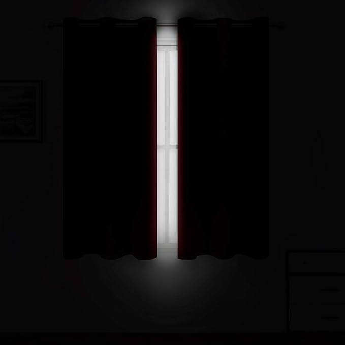 LEMOMO Red Thermal Blackout Curtains/42 x 72 Inch/Set of 2 Panels Room