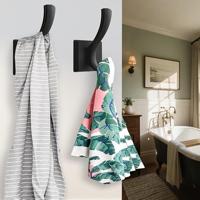 TOFIIGREM Black Towel Hooks Coat Hook, Towels Robe Holder