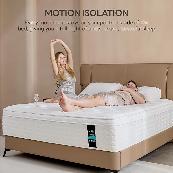 LIKIMIO 10 Inch King Mattress, Cool Hybrid Mattress in a Box, Gel Memory Foam, Individual Pocket Springs for Strong Edge Support, Motion Isolation, Pressure Relief, Oeko-TEX & CertiPUR-US, SG Made