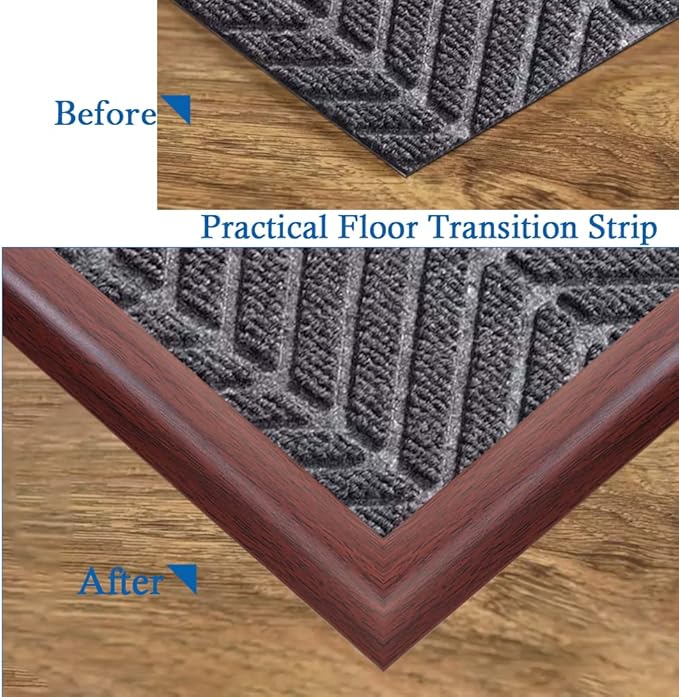 Floor Transition Strip Self Adhesive Carpet & Flooring Transitions Edging Trim Strip PVC Threshold Transitions Suitable for Threshold Height Less Than 5mm (10Ft, Wood Grain Coffee)