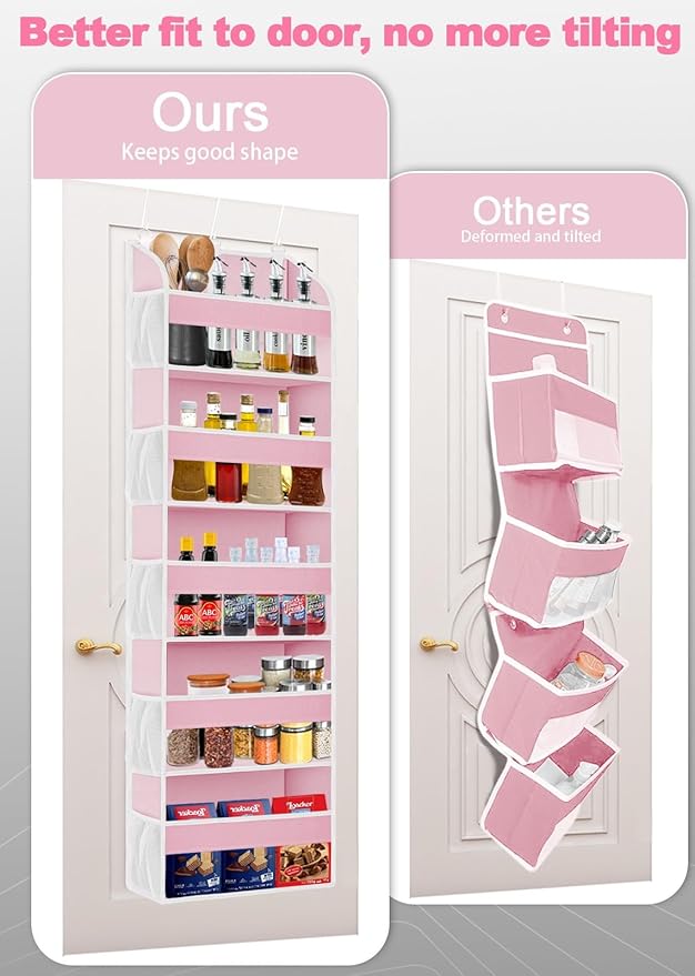 2 Pack Over The Door Storage Organizer with 5 Pockets 10 Mesh Pockets, 44 lbs Weight Capacity Door Hanging Organizers and Storage for Bedroom,Bathroom,Nursery,Kidroom,Babyroom