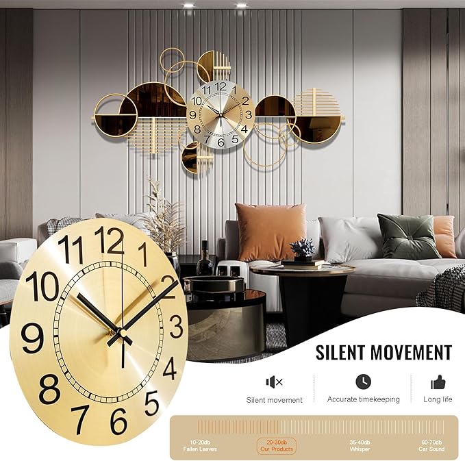 Metal Wall Clock Decorative 3D Metal Wall Art Clock