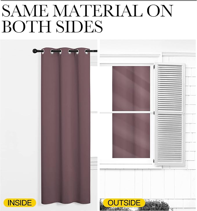 NICETOWN Bedroom Curtain Panels Blackout Draperies, Dry Rose, 1 Pair, 34 by