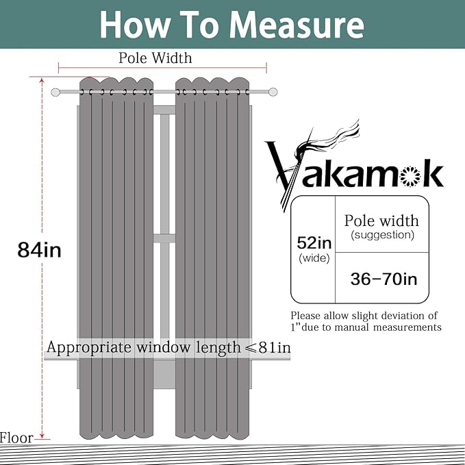 Yakamok 100% Blackout Lined Pair Curtains, Window Treatment Thermal Insulated